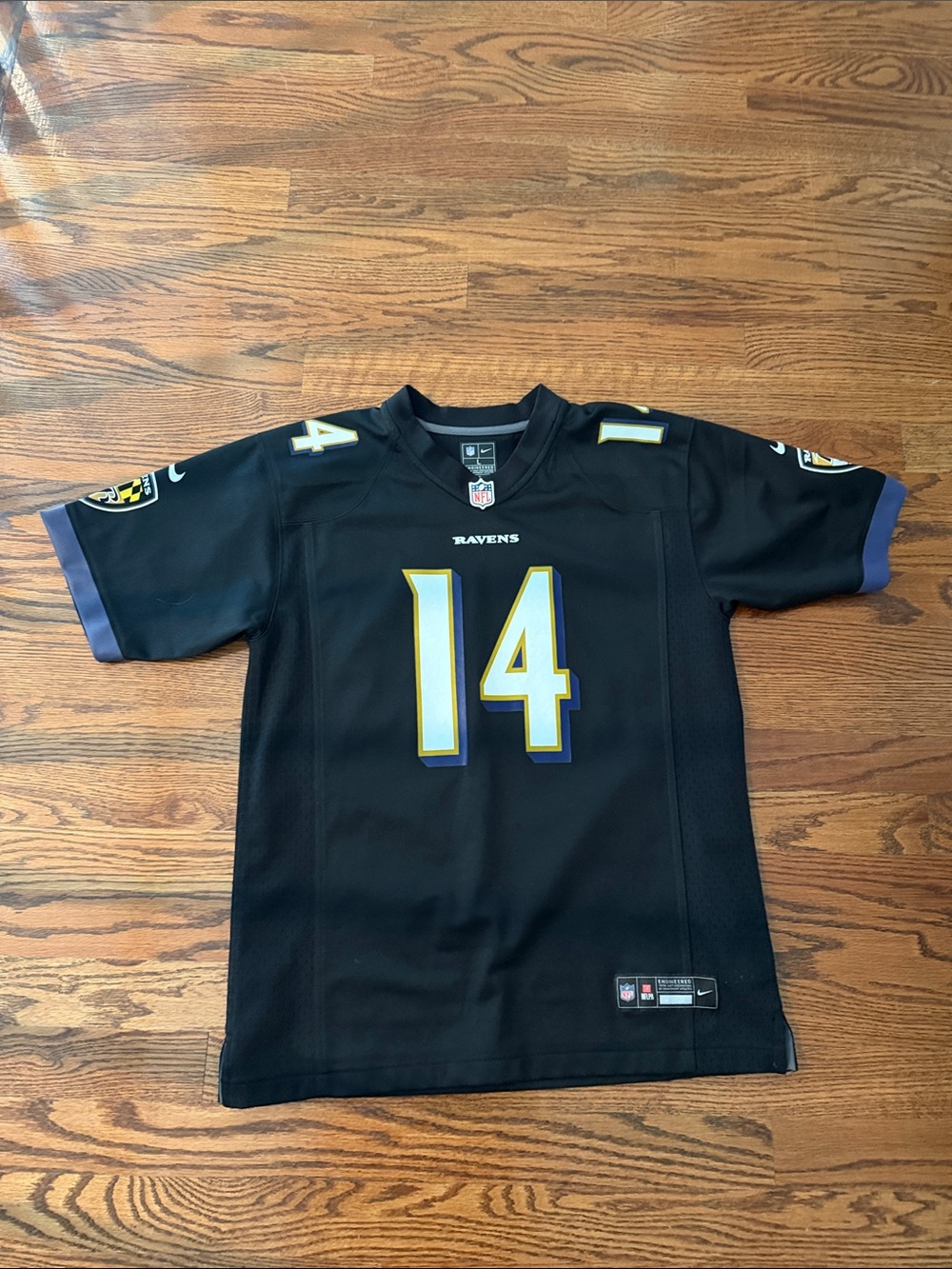 Baltimore Ravens Kids Size Large #14 Kyle Hamilton Black Football Jersey